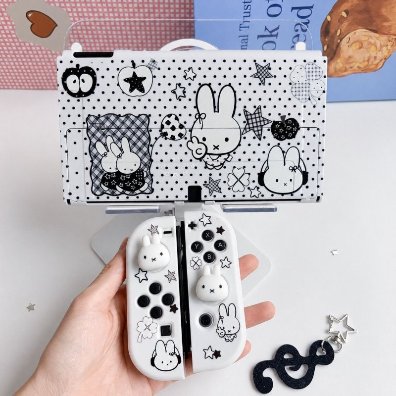 Gaming Console Tv - เคสป้องกันนินเทนโดสวิตช์ OLED ลายมิฟฟี่น่ารัก ดีไซน์แยกส่วนแบบนิ่ม สำหรับคอนโทรลเลอร์และตัวเครื่อง ปกป้องการเล่นเกม